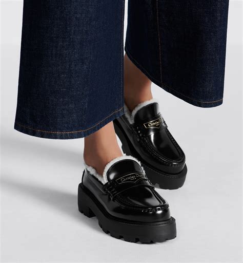 dior shearling loafers|Dior Boy Platform Loafer Black Calfskin and White Shearling .